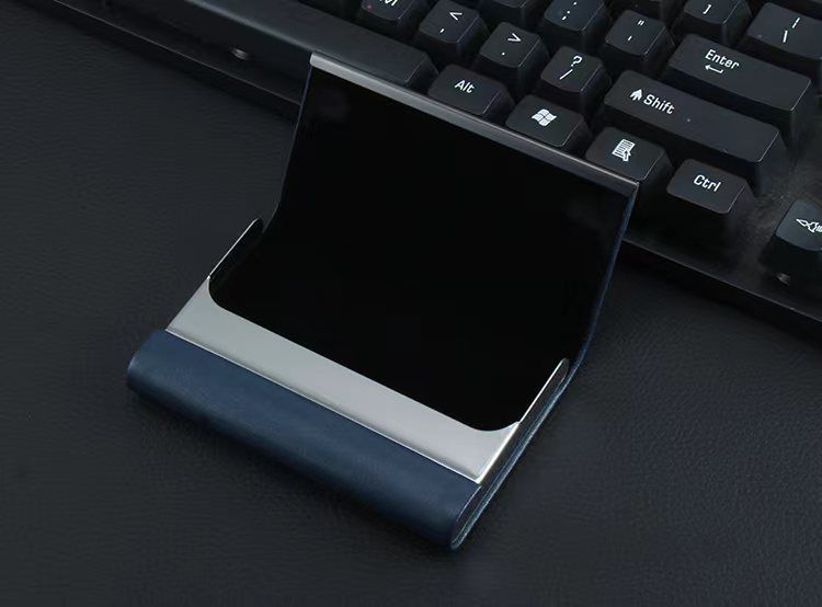 [Microfiber Simulation Leather] Titanium Black Business Card Case Creative Fashion Business Card Case Carry Name