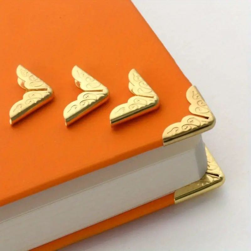 100-Pack Vintage Corner Protectors for Books and Albums, Golden and Silver Metal Book Edges, Decorative Edge Guards for Scrapbooking and Office Supplies