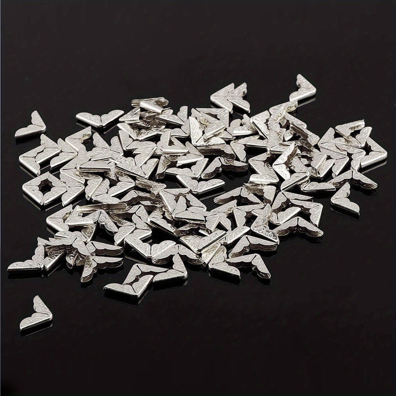 100-Pack Vintage Corner Protectors for Books and Albums, Golden and Silver Metal Book Edges, Decorative Edge Guards for Scrapbooking and Office Supplies