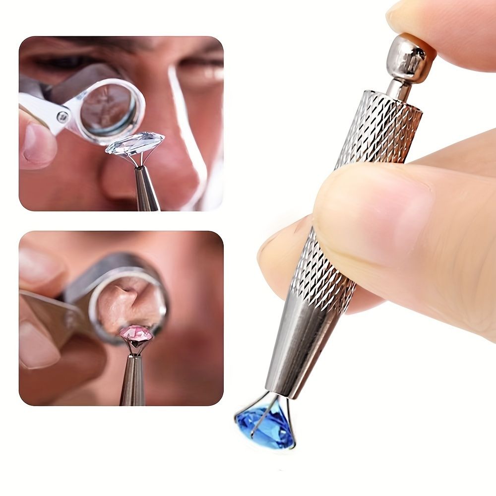 Stainless Steel Precision Jewelry Tweezers - 4-Prong Gemstone & Diamond Gripper, Ideal for Beads & Small Parts Handling, Craft & Workshop Essential
