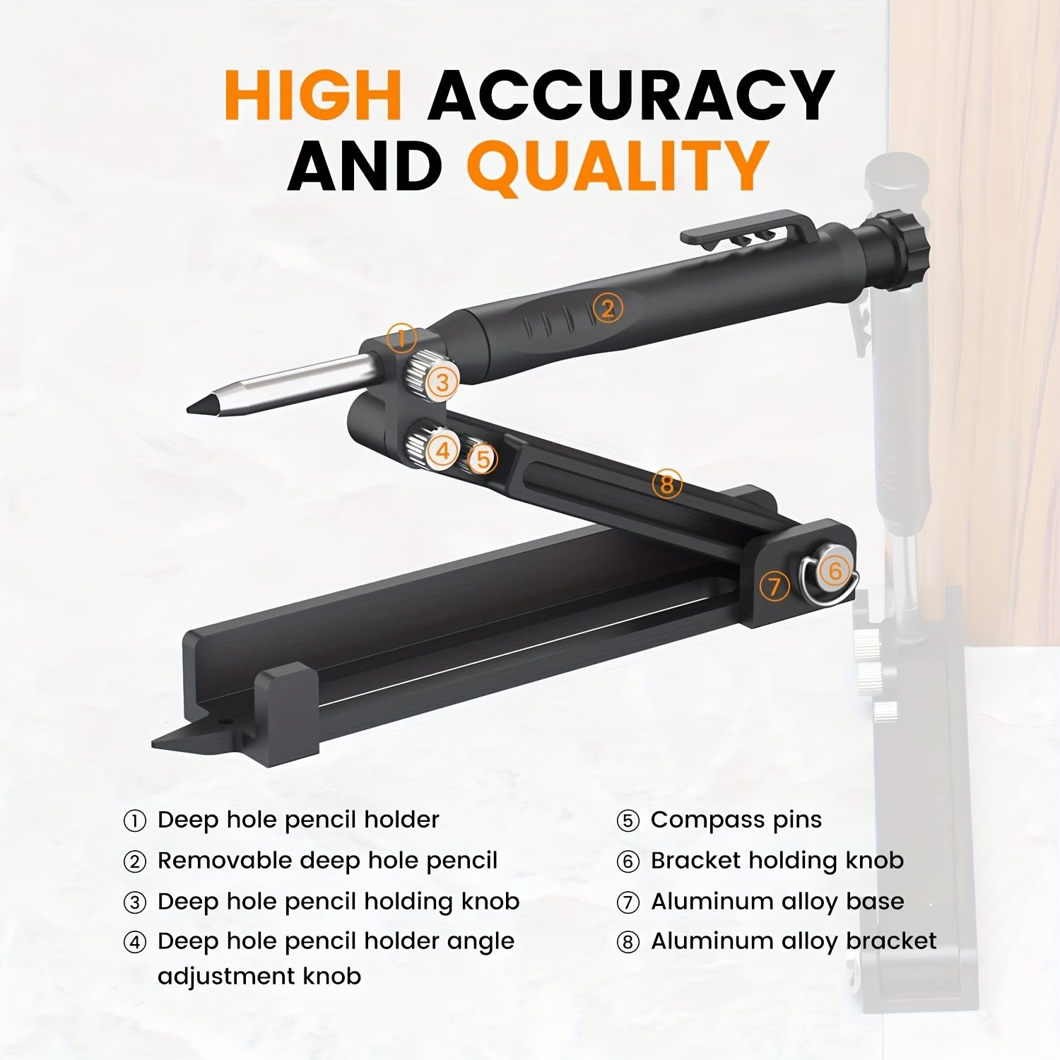 1pc Multi-Functional Scribing Tool, Construction Pencil, Scribe Tool With Deep Hole Pencil, DIY Woodworking Scribe Gauge, Scriber Line Maker Measuring Tool