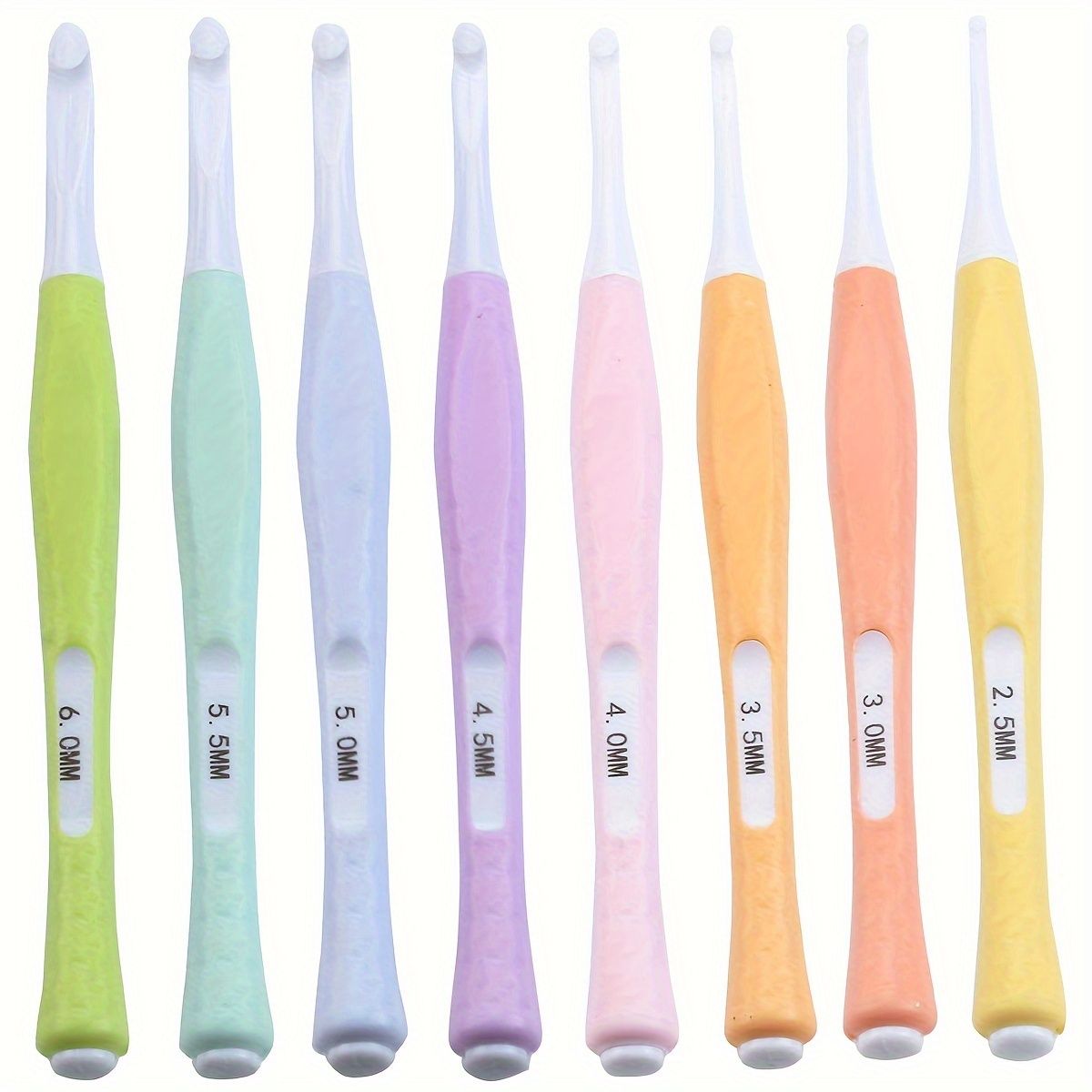 8pcs Candy Color Silicone Soft Handle ABS Crochet Hook Ergonomic Crochet Hook Set For Arthritic Hands Crochet Needle Set And Crochet Accessories For Beginners (Random Color)
