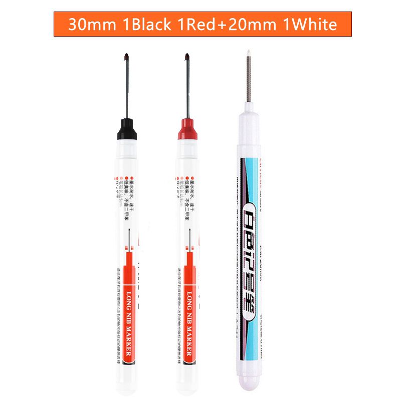 6Pcs/Set Long Head Markers Bathroom Woodworking Decoration Multi-purpose Deep Hole Marker Pens  Red/Black/Blue/Green/White Ink