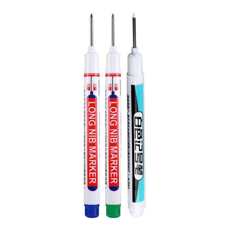 6Pcs/Set Long Head Markers Bathroom Woodworking Decoration Multi-purpose Deep Hole Marker Pens  Red/Black/Blue/Green/White Ink