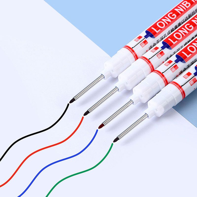 6Pcs/Set Long Head Markers Bathroom Woodworking Decoration Multi-purpose Deep Hole Marker Pens  Red/Black/Blue/Green/White Ink