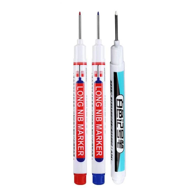 6Pcs/Set Long Head Markers Bathroom Woodworking Decoration Multi-purpose Deep Hole Marker Pens  Red/Black/Blue/Green/White Ink