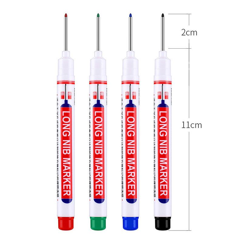 6Pcs/Set Long Head Markers Bathroom Woodworking Decoration Multi-purpose Deep Hole Marker Pens  Red/Black/Blue/Green/White Ink