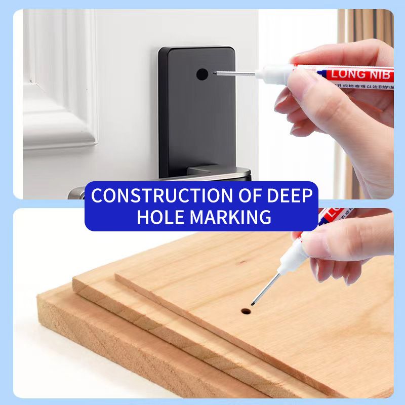 6Pcs/Set Long Head Markers Bathroom Woodworking Decoration Multi-purpose Deep Hole Marker Pens  Red/Black/Blue/Green/White Ink