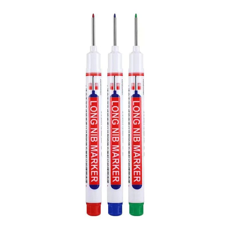 6Pcs/Set Long Head Markers Bathroom Woodworking Decoration Multi-purpose Deep Hole Marker Pens  Red/Black/Blue/Green/White Ink