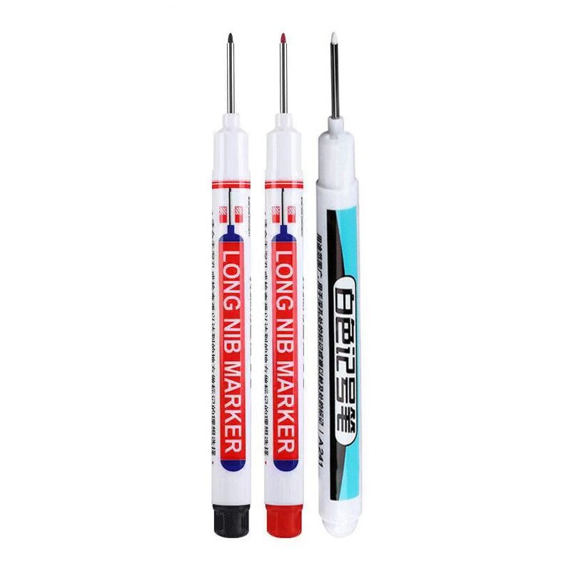 6Pcs/Set Long Head Markers Bathroom Woodworking Decoration Multi-purpose Deep Hole Marker Pens  Red/Black/Blue/Green/White Ink