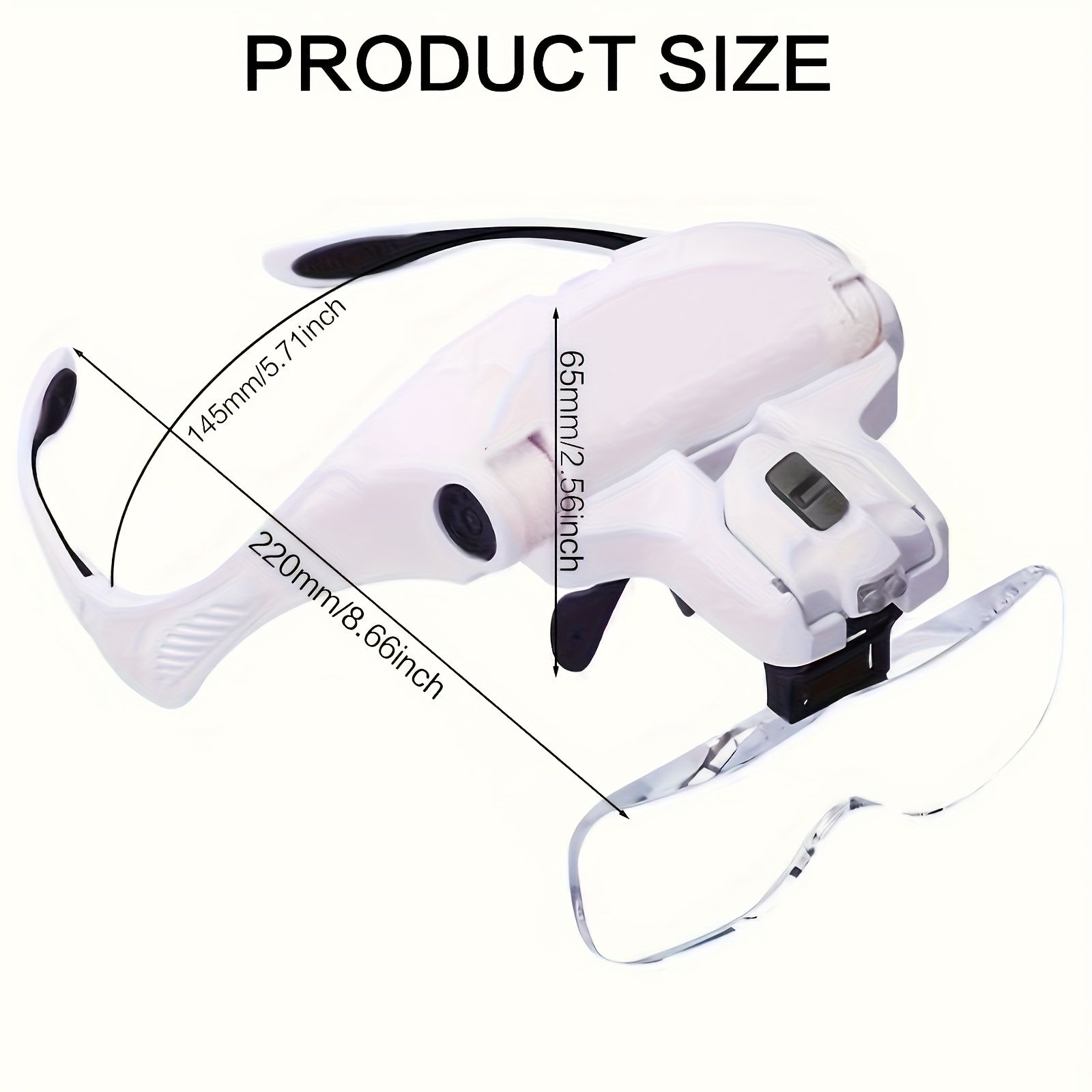 Head-mounted Magnifying Glass with LED Lighting, Adjustable Headband, 5 Interchangeable Lenses 1.0X, 1.5X, 2.0X, 2.5X, 3.5X for Reading, Maintenance, Jewelry Processing, Electronic Maintenance, Handic