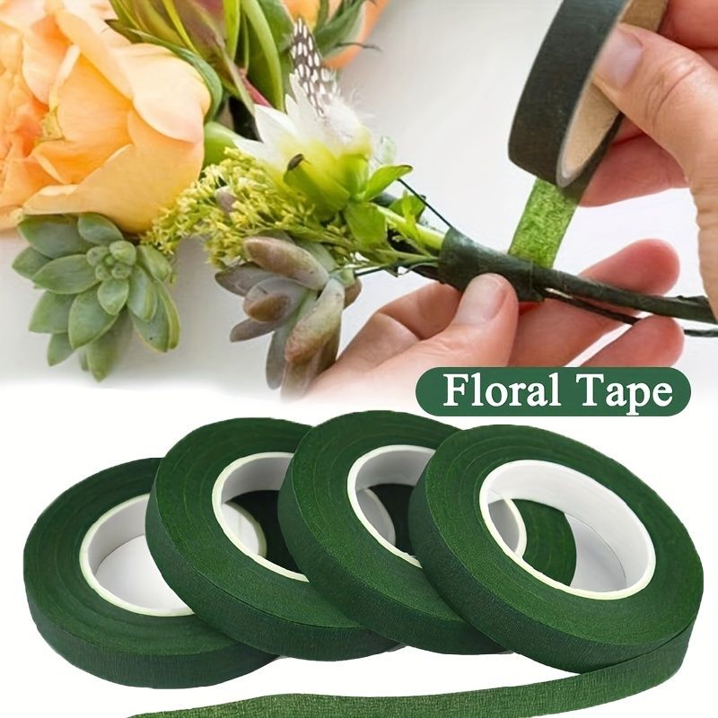 1/3/5pcs 17M  Floral Tape for Bouquet Wrapping, Green Paper Adhesive, for Artificial Flowers and Plant Stems, DIY Crafting and Arranging