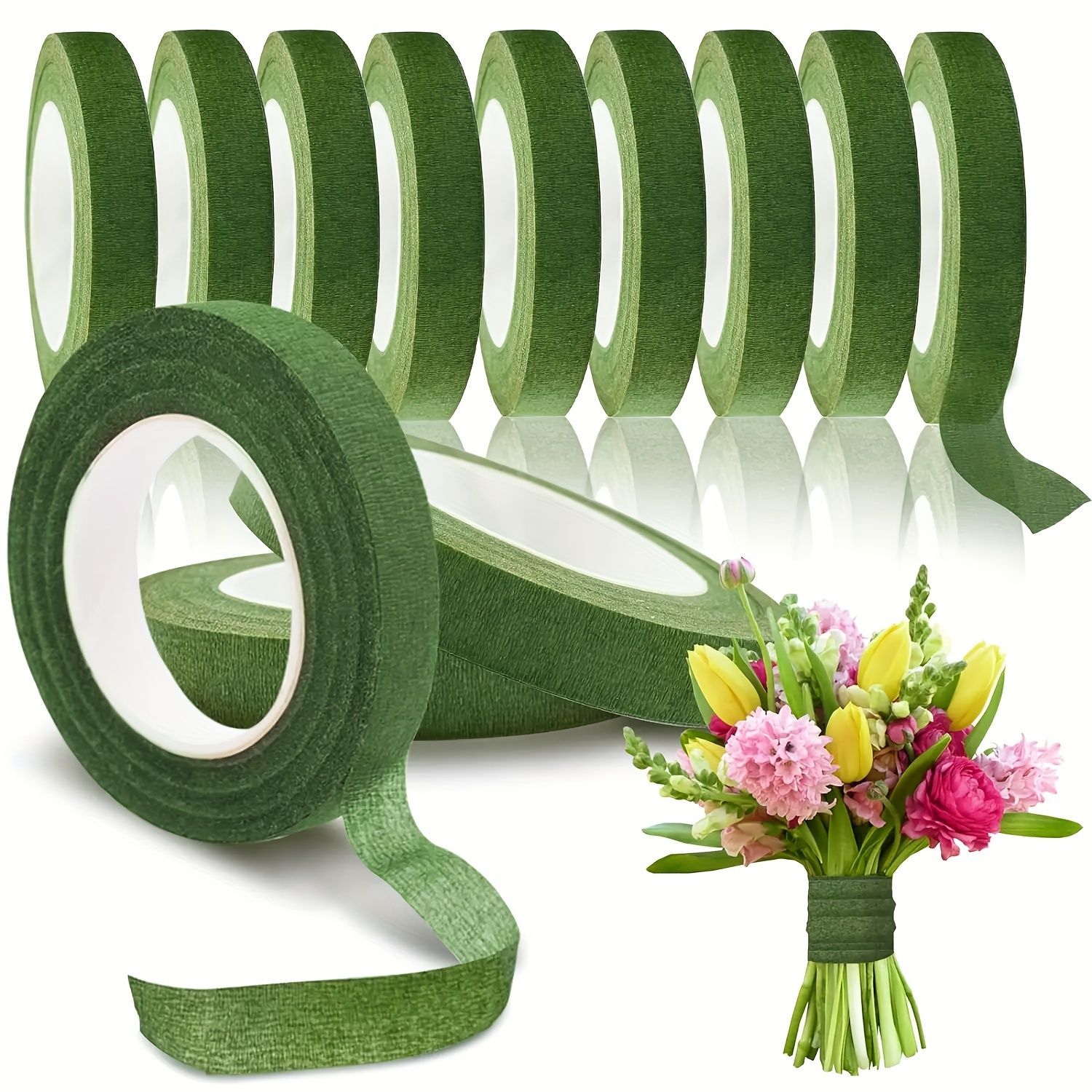 1/3/5pcs 17M  Floral Tape for Bouquet Wrapping, Green Paper Adhesive, for Artificial Flowers and Plant Stems, DIY Crafting and Arranging