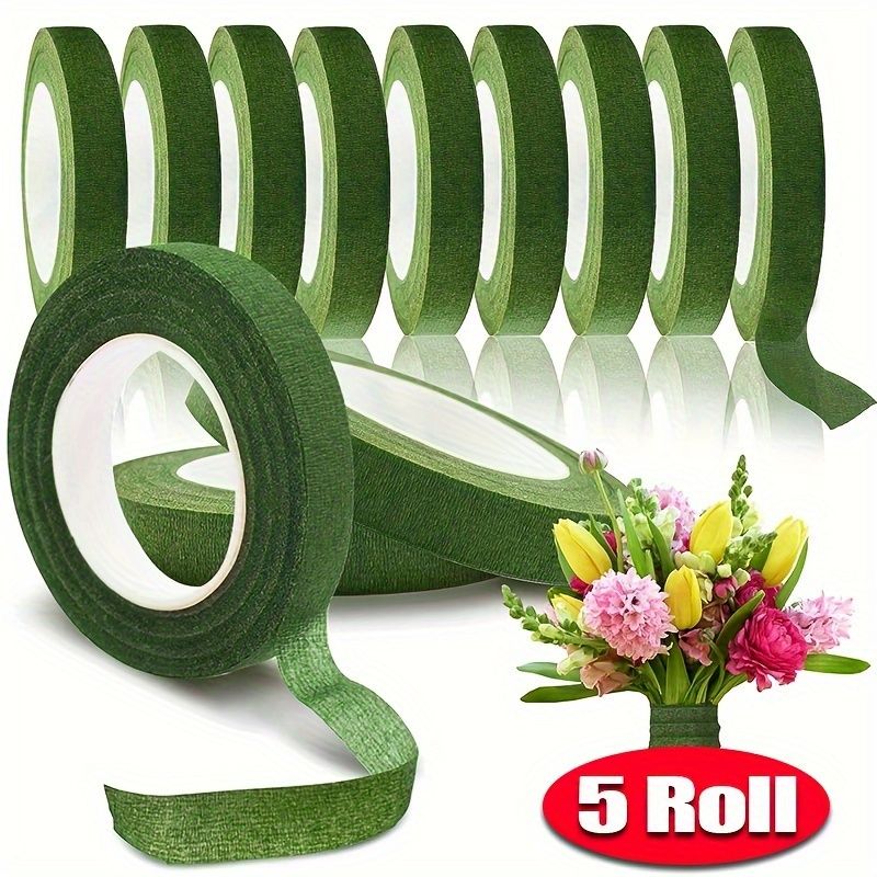 1/3/5pcs 17M  Floral Tape for Bouquet Wrapping, Green Paper Adhesive, for Artificial Flowers and Plant Stems, DIY Crafting and Arranging