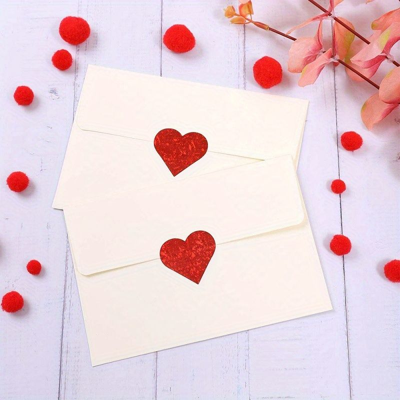 500pcs Glittery Red Heart Stickers, 1-Inch Round Adhesive Labels for Valentine's Day, Weddings, Anniversaries - Love Themed Decorative Seals, Valentines Decorations