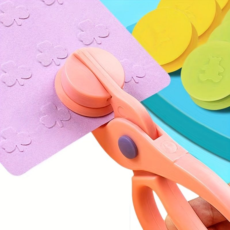 DIY Craft Embossing Tool | Pink Plastic Manual Punch with Floral & Heart Designs | Multi-Color Interchangeable Pads for Scrapbooking and Card Making | Non-Electric, Easy to Use | Ideal for Creative Pr