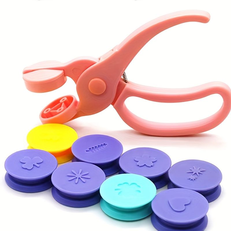 DIY Craft Embossing Tool | Pink Plastic Manual Punch with Floral & Heart Designs | Multi-Color Interchangeable Pads for Scrapbooking and Card Making | Non-Electric, Easy to Use | Ideal for Creative Pr