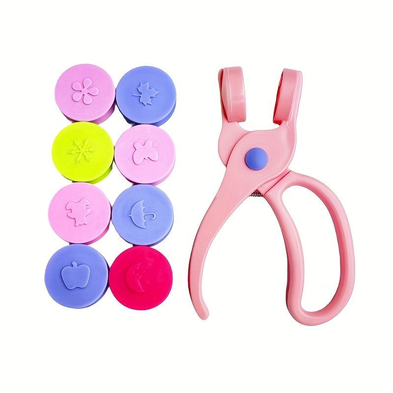 DIY Craft Embossing Tool | Pink Plastic Manual Punch with Floral & Heart Designs | Multi-Color Interchangeable Pads for Scrapbooking and Card Making | Non-Electric, Easy to Use | Ideal for Creative Pr