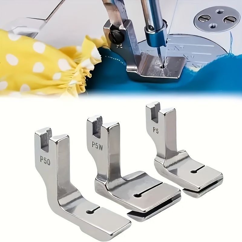 Set of 3 Sewing Machine Specialized Piping And Ruffle Presser Feet - Suitable for Double-Layer Ruffled Edging Accessories, Silver-Gray, Industrial Double-Tube Rolled Hem Presser Foot, Rolled Hem Sewin