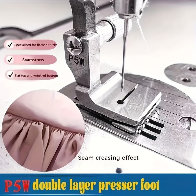 Set of 3 Sewing Machine Specialized Piping And Ruffle Presser Feet - Suitable for Double-Layer Ruffled Edging Accessories, Silver-Gray, Industrial Double-Tube Rolled Hem Presser Foot, Rolled Hem Sewin
