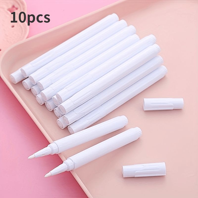 Erasable White Chalk Markers, 10-Pack Liquid Chalk Pens for Blackboards, Glass, Ceramics & Leather, Ideal for Ages 14+