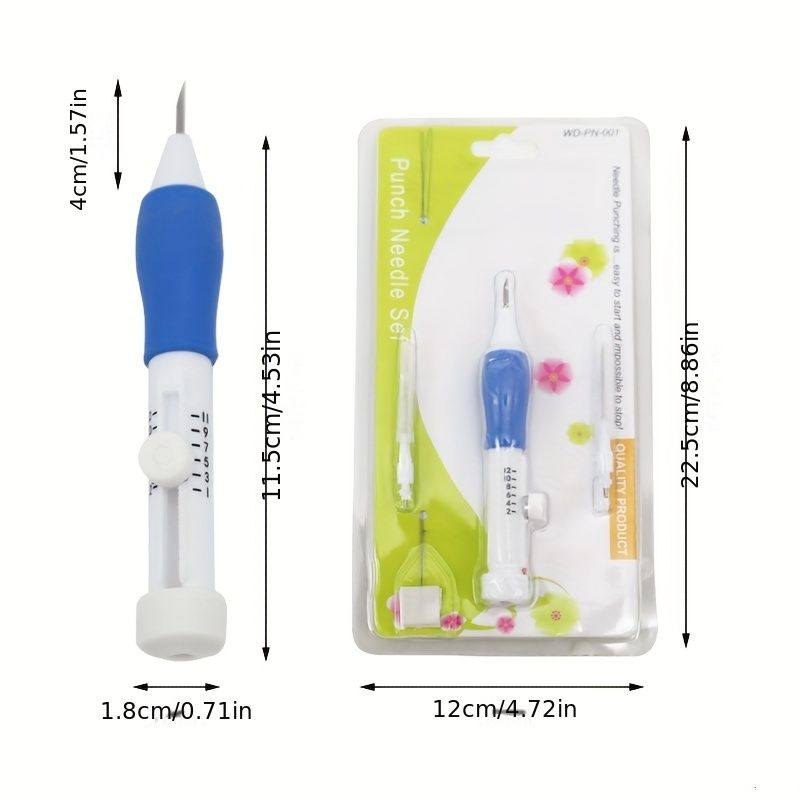 1 Piece Magic Embroidery Pen Set, Embroidery Threading Needle Kit, Adjustable Needle Size for DIY Sewing, 3 Needles with Threader and Scissors, Ergonomic Fabric Craft Design