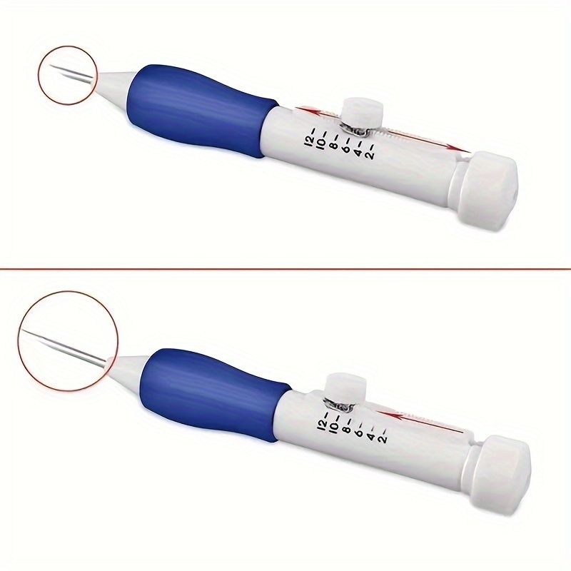 1 Piece Magic Embroidery Pen Set, Embroidery Threading Needle Kit, Adjustable Needle Size for DIY Sewing, 3 Needles with Threader and Scissors, Ergonomic Fabric Craft Design