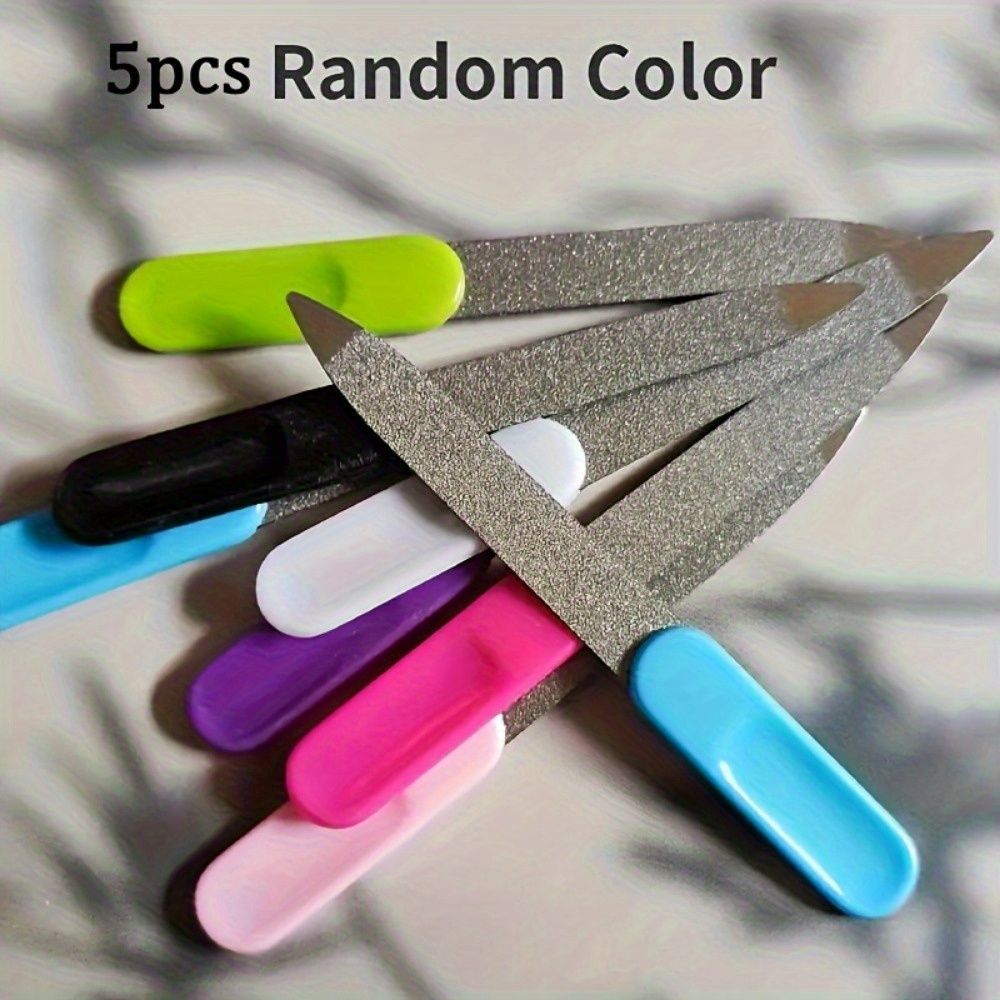 10pcs  Stainless Steel Nail Files, Double-Sided Sandblasting, Unscented, Assorted Colors, Manicure Buffing Tool Set view 3