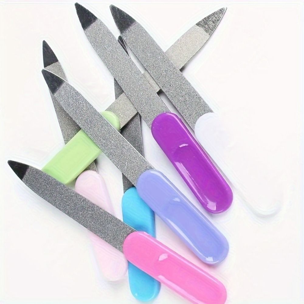 10pcs  Stainless Steel Nail Files, Double-Sided Sandblasting, Unscented, Assorted Colors, Manicure Buffing Tool Set view 2
