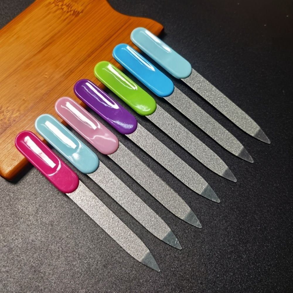 10pcs  Stainless Steel Nail Files, Double-Sided Sandblasting, Unscented, Assorted Colors, Manicure Buffing Tool Set view 6