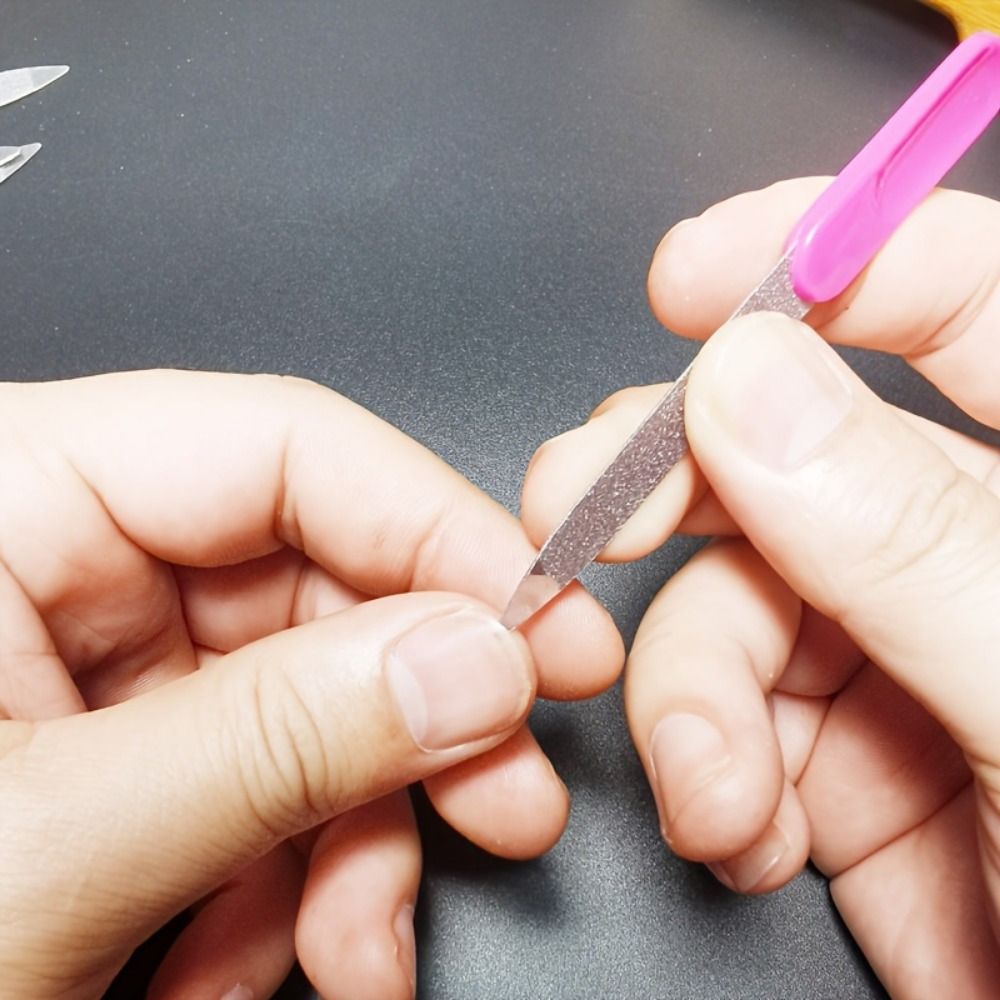 10pcs  Stainless Steel Nail Files, Double-Sided Sandblasting, Unscented, Assorted Colors, Manicure Buffing Tool Set view 7