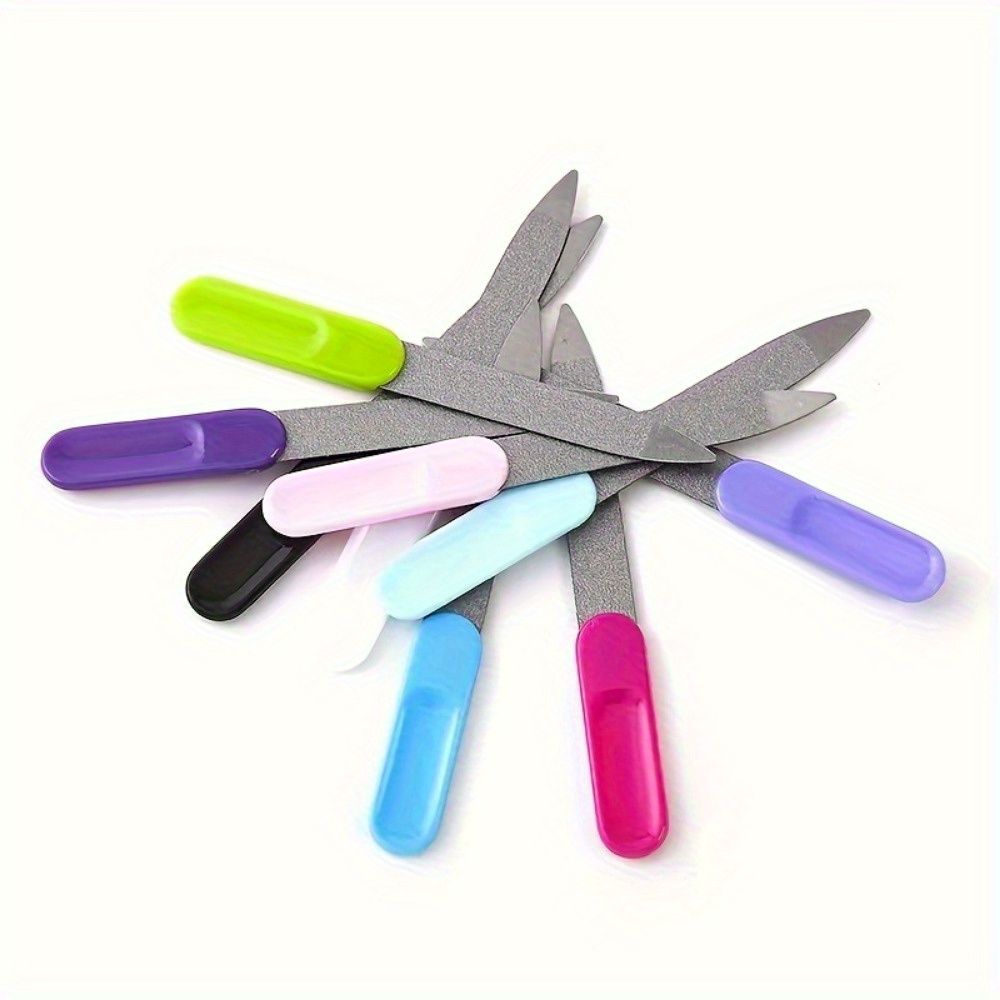 10pcs  Stainless Steel Nail Files, Double-Sided Sandblasting, Unscented, Assorted Colors, Manicure Buffing Tool Set view 8