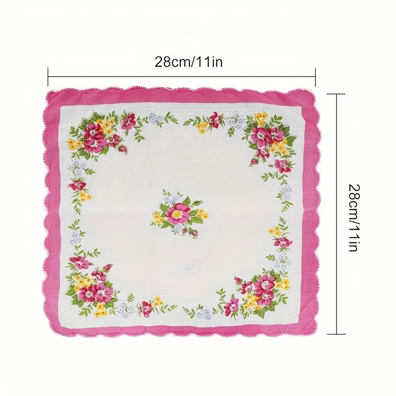 5-10PC Women's 100% Cotton Handkerchiefs, Vintage Floral Handkerchiefs, Non-Fabric, Various Patterns, Hand Washed or Dry Cleaned, Square, Women's Pocket Handkerchiefs, Woven Design