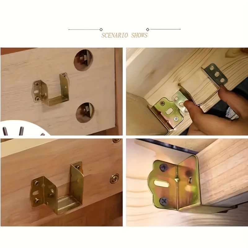 Heavy-Duty Metal Bed Bracket Set with Screws - Easy Install, Strong Corner Support Hooks for Furniture