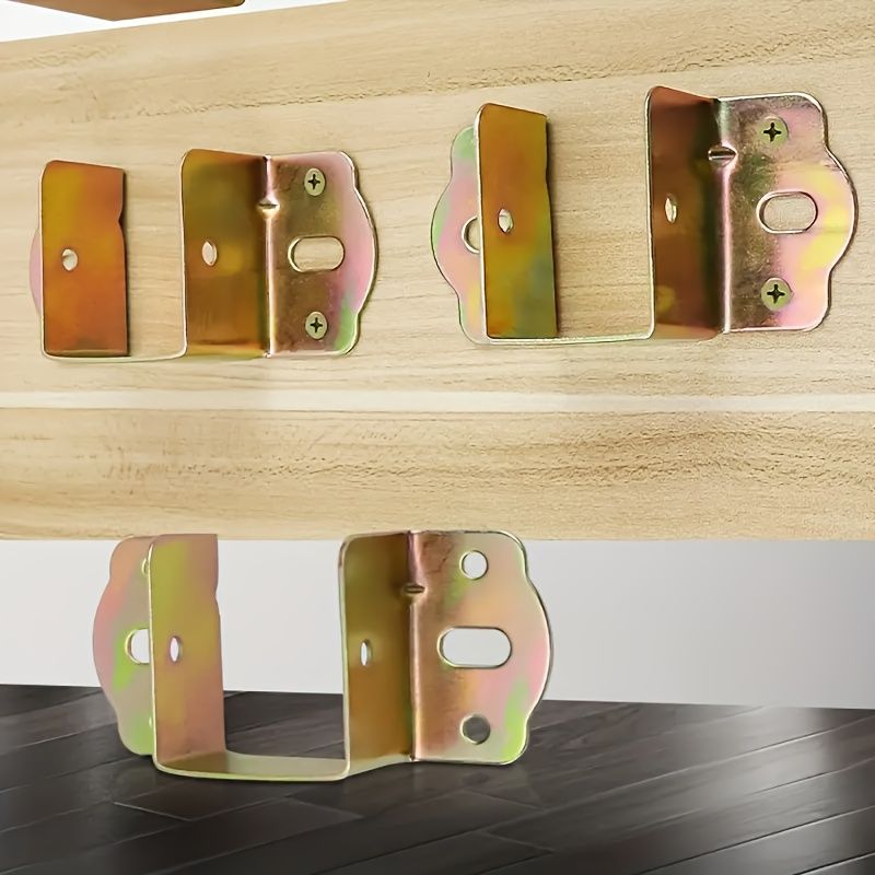 Heavy-Duty Metal Bed Bracket Set with Screws - Easy Install, Strong Corner Support Hooks for Furniture