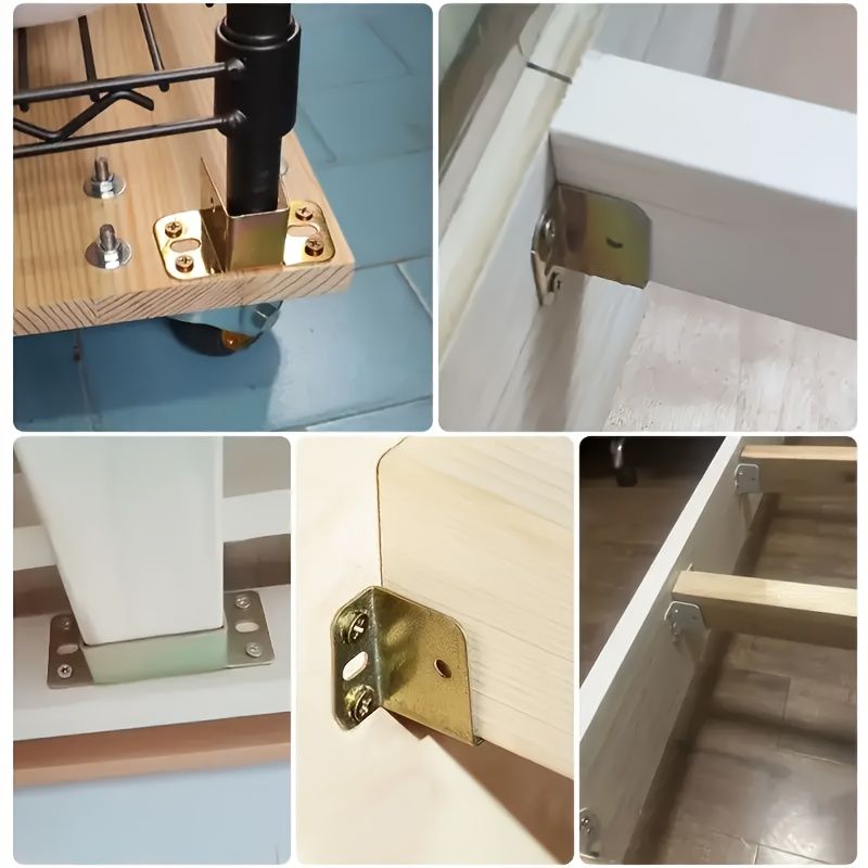 Heavy-Duty Metal Bed Bracket Set with Screws - Easy Install, Strong Corner Support Hooks for Furniture