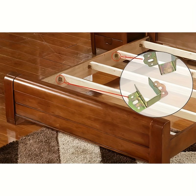 Heavy-Duty Metal Bed Bracket Set with Screws - Easy Install, Strong Corner Support Hooks for Furniture