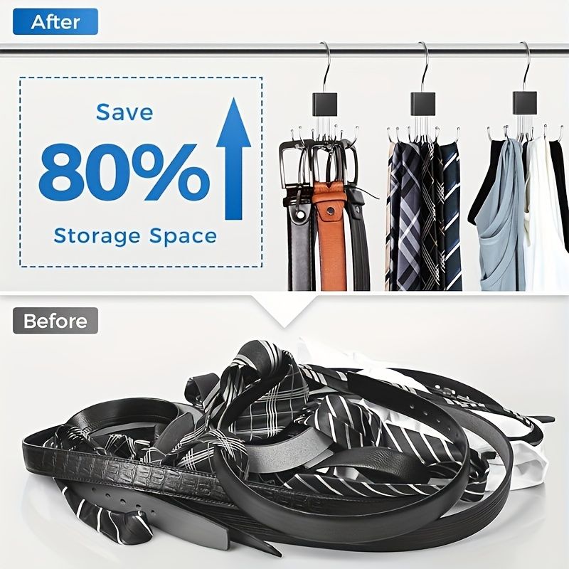 2PCS Six Claw Rotating Multifunctional Hook: Clothes, Hats, Scarves, Wardrobe Storage Hook - Door Hook - Bag Hook - Wooden Polished Surface