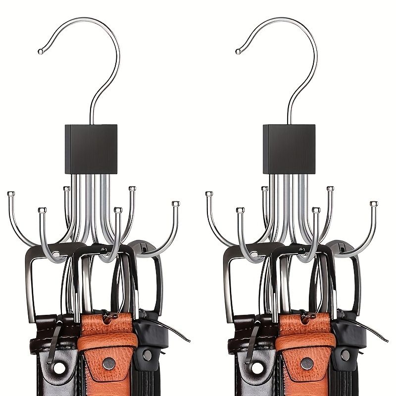 2PCS Six Claw Rotating Multifunctional Hook: Clothes, Hats, Scarves, Wardrobe Storage Hook - Door Hook - Bag Hook - Wooden Polished Surface