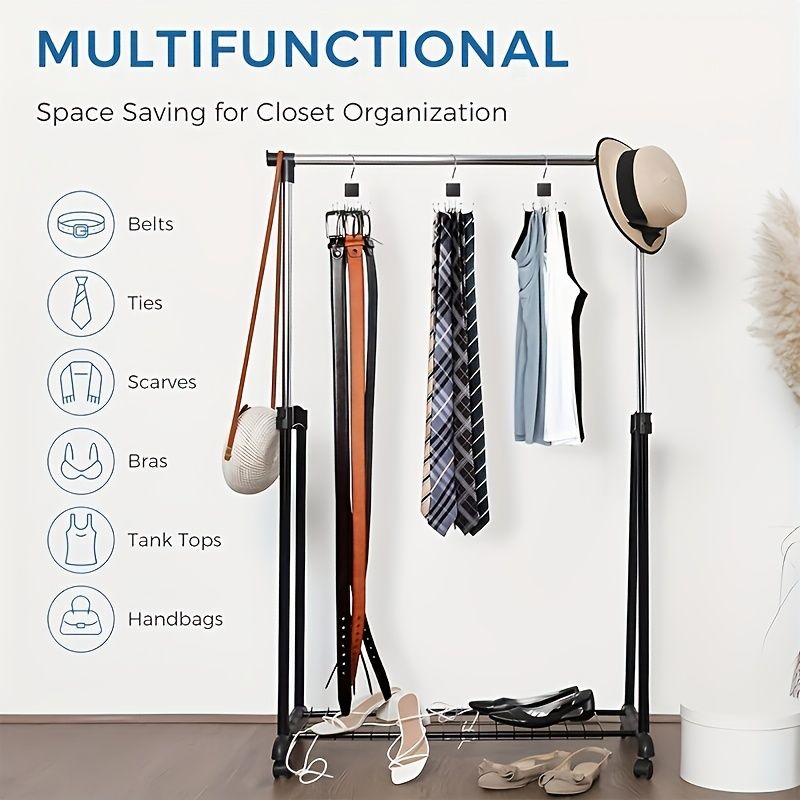 2PCS Six Claw Rotating Multifunctional Hook: Clothes, Hats, Scarves, Wardrobe Storage Hook - Door Hook - Bag Hook - Wooden Polished Surface