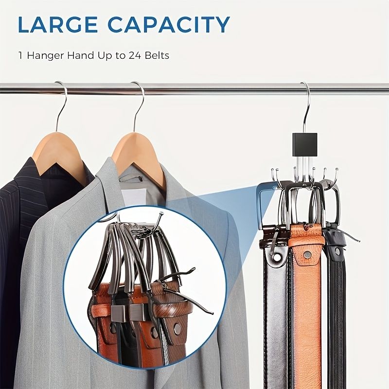 2PCS Six Claw Rotating Multifunctional Hook: Clothes, Hats, Scarves, Wardrobe Storage Hook - Door Hook - Bag Hook - Wooden Polished Surface