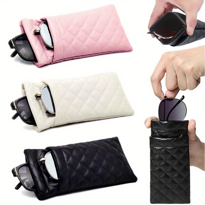 Soft PU Leather Glasses Cases, Portable Fashion Protective Pocket, Chic Organizer for Eyeglasses, Mobile Phone, and Accessories, Glasses Holder Eyewear Pouch, Travel-Friendly, Durable Compact Stylish