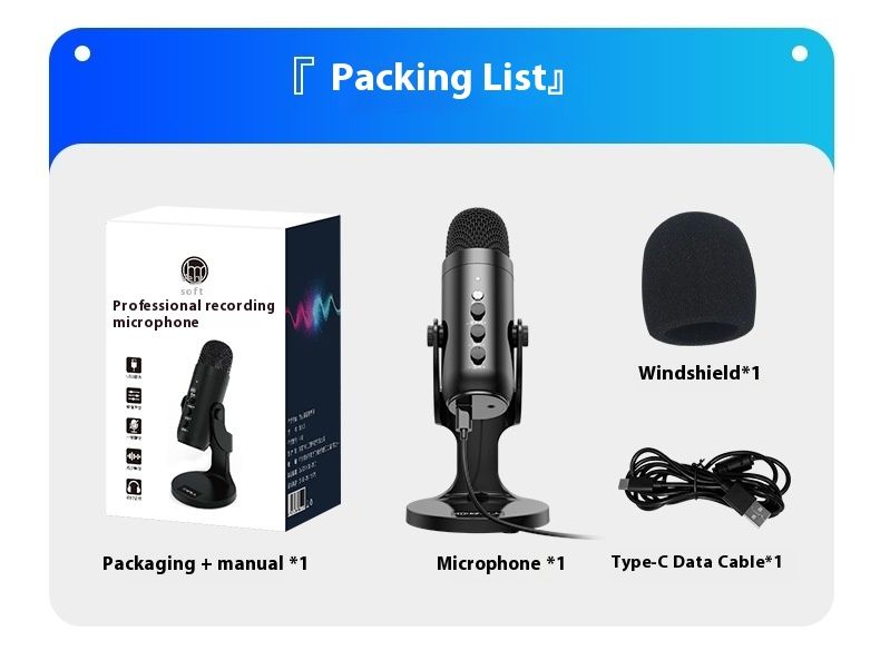 Professional USB Condenser Microphone Studio Recording Mic for PC Computer Gaming Streaming Podcasting Laptop Desktop