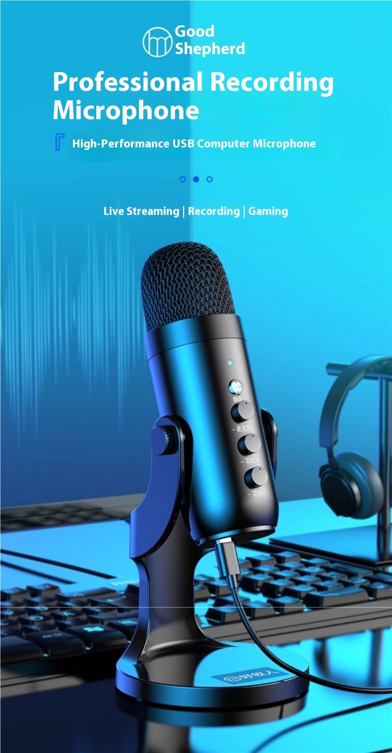 Professional USB Condenser Microphone Studio Recording Mic for PC Computer Gaming Streaming Podcasting Laptop Desktop