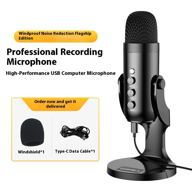 Professional USB Condenser Microphone Studio Recording Mic for PC Computer Gaming Streaming Podcasting Laptop Desktop