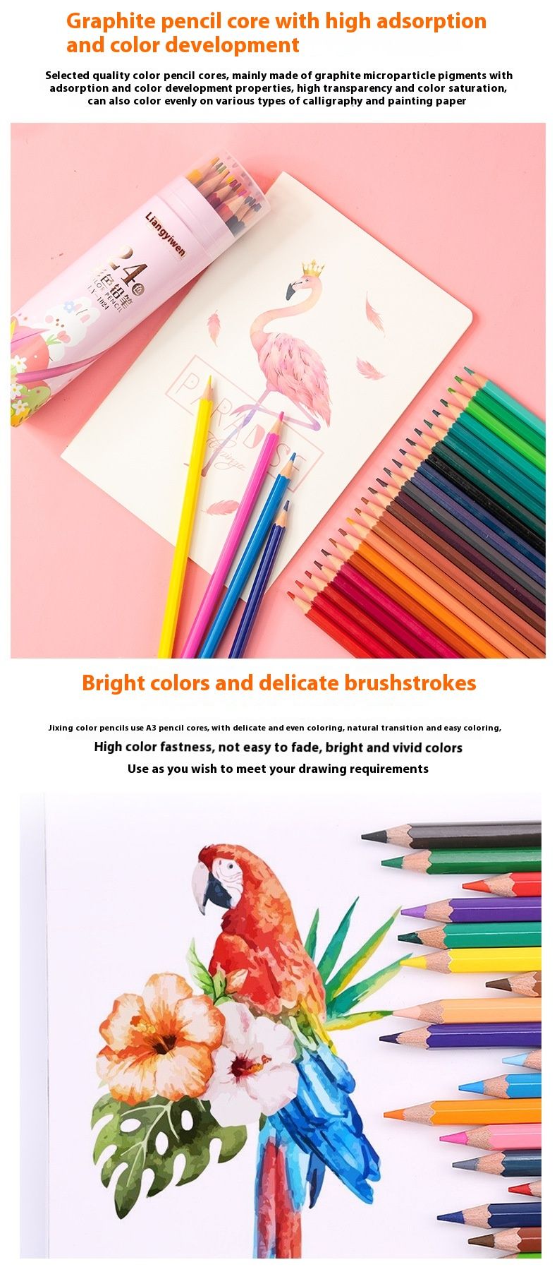 Oil-Based Colored Pencils Set, Art Drawing Supplies for Kids & Students