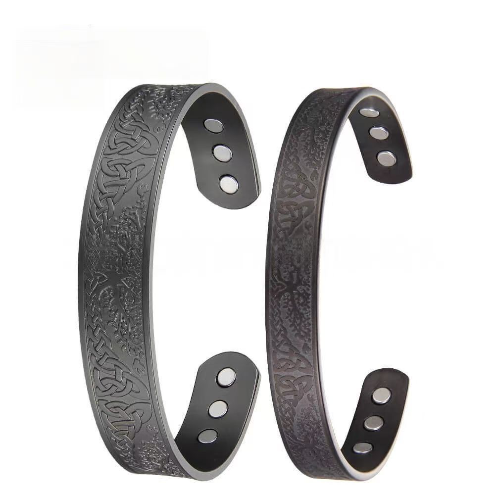 1PC Viking Tree of Life Titanium Bracelet - Vintage Style, Magnetic Energy, Unisex