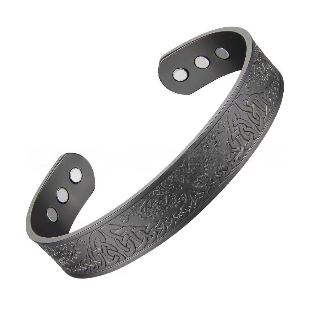 1PC Viking Tree of Life Titanium Bracelet - Vintage Style, Magnetic Energy, Unisex