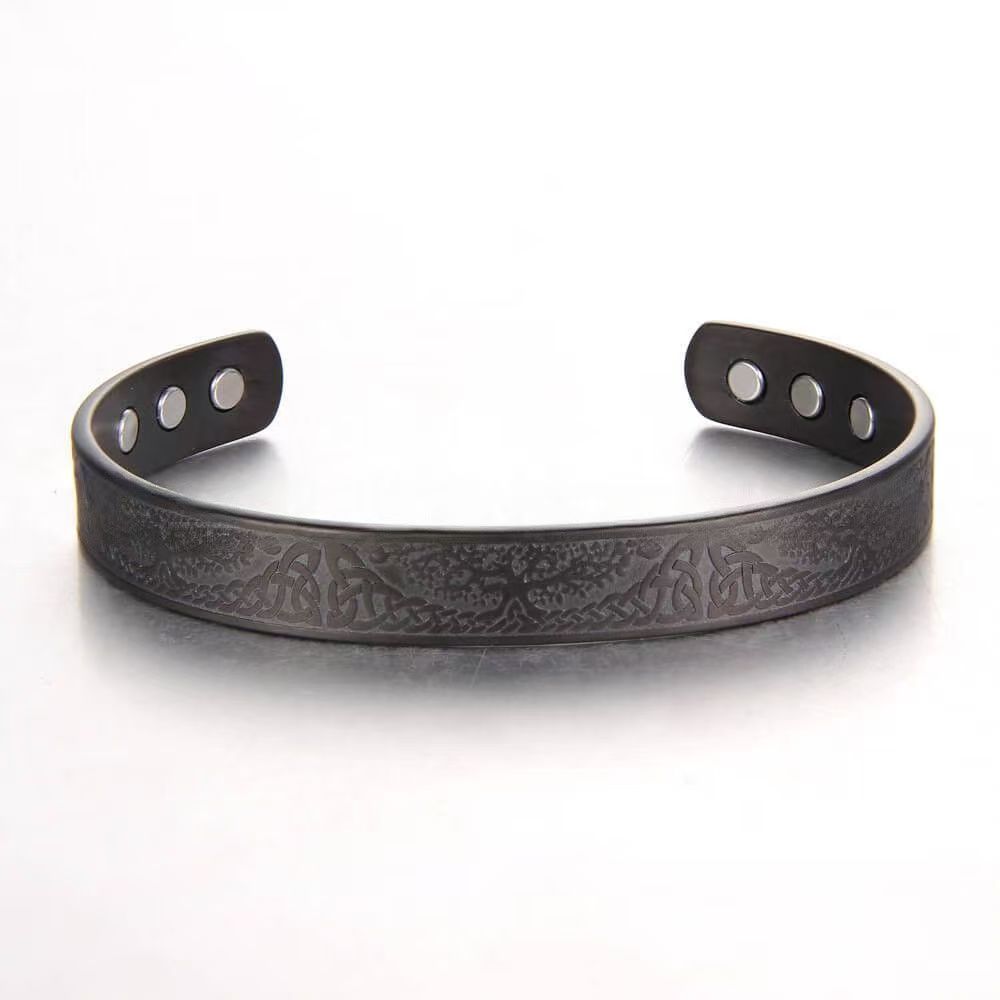 1PC Viking Tree of Life Titanium Bracelet - Vintage Style, Magnetic Energy, Unisex