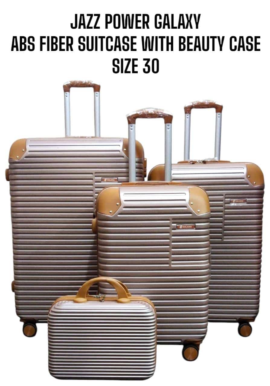 4 IN 1 JAZZ POWER GALAXY DESIGN ABS FIBER SUITCASES (SIZE 30) - 3 Suitcases + 1Beauty Case , High-Quality Fibre Material, Spacious and Organized, Elegant and Professional Look.